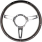 14" Semi-Dished Polished Classic Riveted Woodrim Steering Wheel, Centre with Slots - BMC Parts